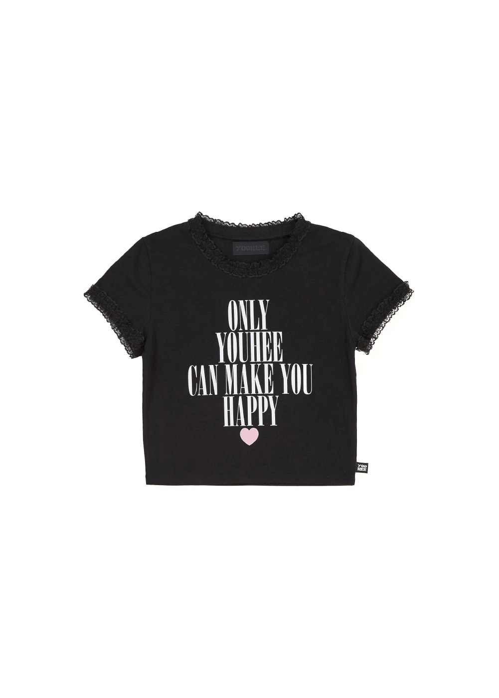 YOUHEE LACE LETTERING BABY T-SHIRTS BLACK